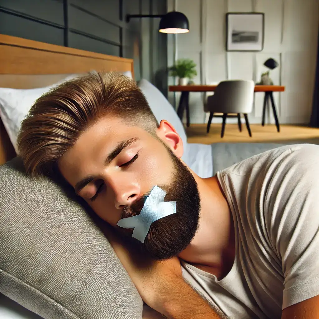 mouth taping with a beard